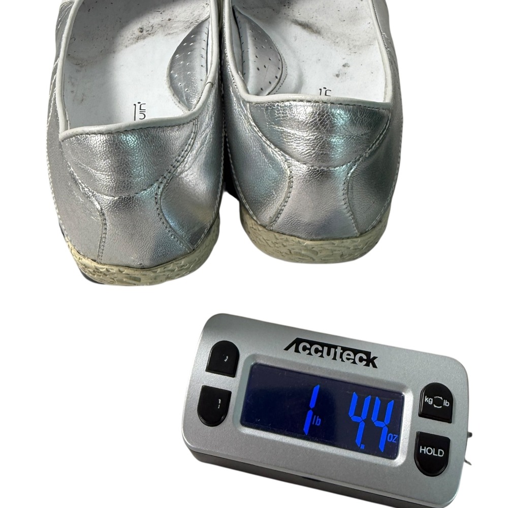 Walter Genuin COCO BALLERINA Leather Ballet Silver Metallic Flats Shoes Italy 10 - Picture 6 of 10